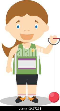 Sports cartoon vector illustrations: Hammer Throw (female) Stock Vector
