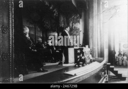 West Point graduation: Sec'y Dickinson addressing cadets at graduation, 1909. Stock Photo