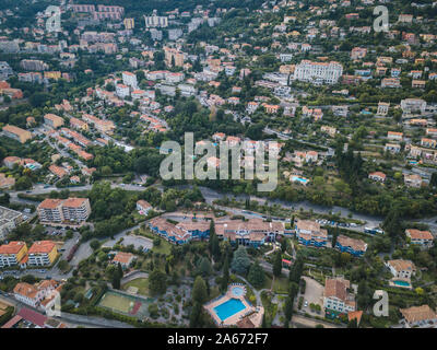 Aerial view of the small town Grasse in the  South of France Stock Photo