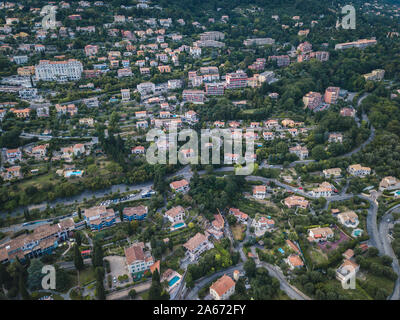 Aerial view of the small town Grasse in the  South of France Stock Photo