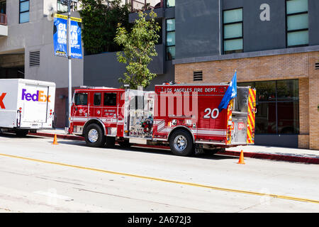 2017 Pierce Arrow XT Pumper fire engine of Station 20 of the Los Angeles Fire Department, Hollywood, California, United States of America. October 201 Stock Photo