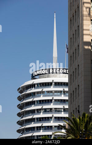 Capitol Records Tower building, 1750 Vine Street, Hollywood, Los Angeles, California, United States of America. October 2019 Stock Photo