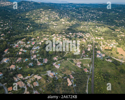 Aerial view of the small town Grasse in the  South of France Stock Photo