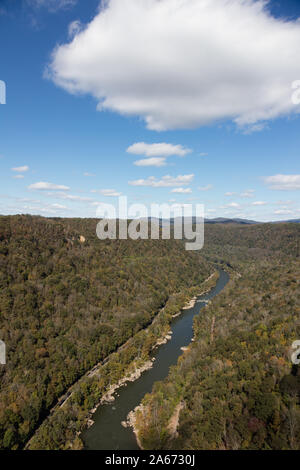 West Virginia's New River Gorge and the river, one of the oldest in North America, that gives it its name in Fayette County, West Virginia Stock Photo