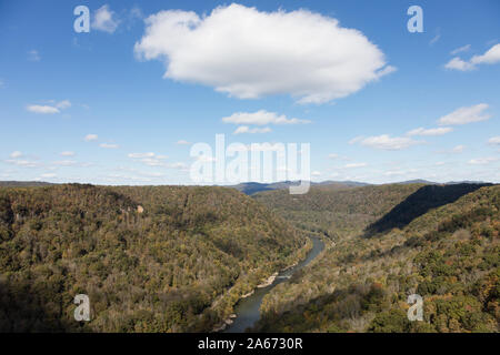 West Virginia's New River Gorge and the river, one of the oldest in North America, that gives it its name in Fayette County, West Virginia Stock Photo