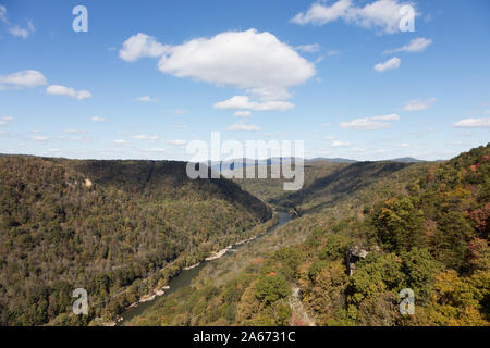 West Virginia's New River Gorge and the river, one of the oldest in North America, that gives it its name in Fayette County, West Virginia Stock Photo