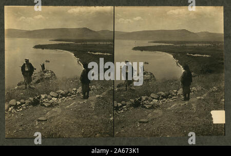 West shore of Galilee - Plain of Gennesaret and Mt. of Beatitudes ...