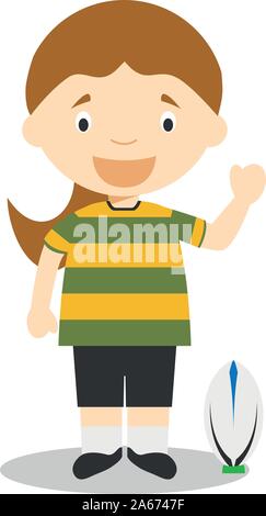 Sports cartoon vector illustrations: Rugby (female) Stock Vector