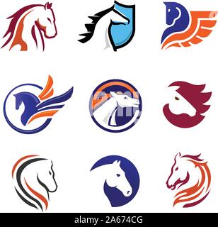 creative simple modern horse animals color logo vector Stock Vector