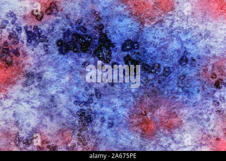 watercolor background, red and violet color paint. background watercolor paint on paper and salt. Stock Photo