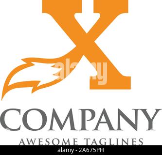 initial letter X with fox tail Logo design template vector Stock Vector