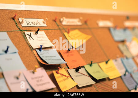 Tasks board use in agile methodology, scrum and project management during their software or it development. Stock Photo