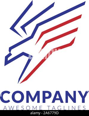 Flying Hawk logo design Template, Eagle mascot graphic, bald eagle vector logo Stock Vector