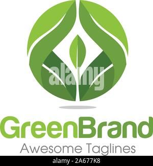 creative best circle green leaf ecology nature element vector icon. leaf logo and abstract organic leaf logo Stock Vector