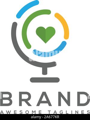 Heart of globe icon. Simple illustration of heart of globe icon for web design Stock Vector