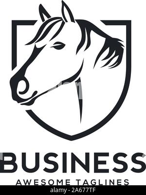 creative Horse Shield Logo Symbol vector Design Illustration Stock Vector