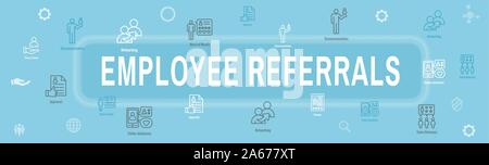 Employee Referrals Icon Set w Web Header Banner Stock Vector