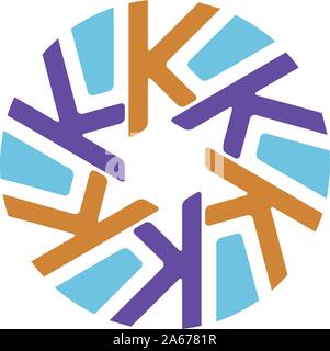 creative initial letter k with circle background color logo concept Stock Vector