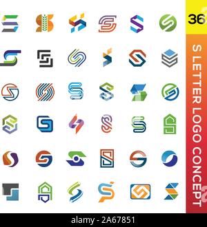 creative initial letter S  template vector design logo set Stock Vector