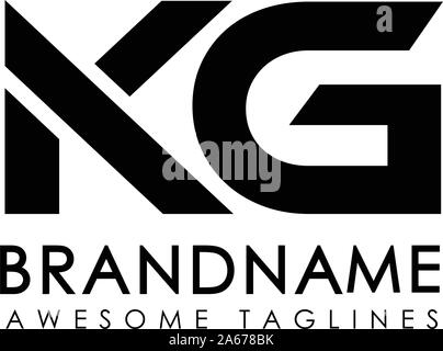 creative simple initial letters KG logo monogram style Stock Vector