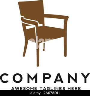 Creative simple chair furniture logo design concept Stock Vector