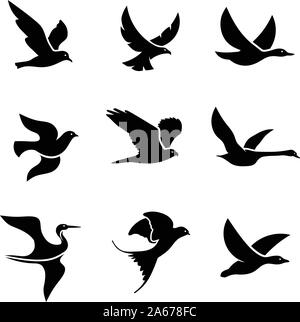 set of flying bird logo vector concept, creative Flying Bird Logo design vector template Stock Vector