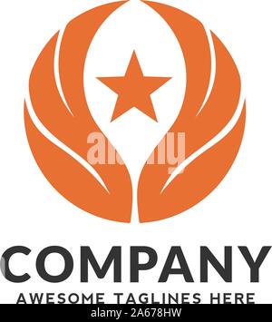 creative Vector wings and star logo, Wing logo company, icon wing flying, eagle wing brand illustration Stock Vector