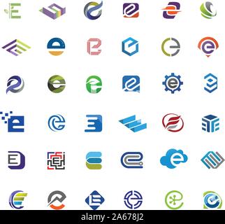 Elegant letter e logo vector set, best modern elegant letter E logo concept, Letter E logo Stock Vector