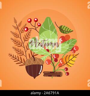 autumn season fruits and leafs icons Stock Vector Image & Art - Alamy