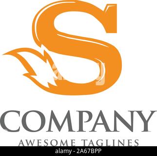 initial letter s with fox tail Logo design template vector Stock Vector