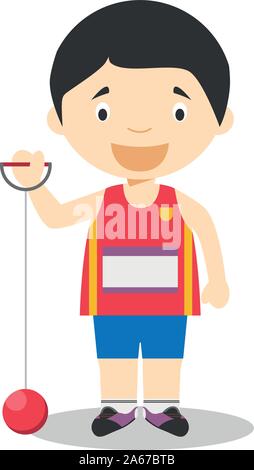 Sports cartoon vector illustrations: Hammer Throw Stock Vector