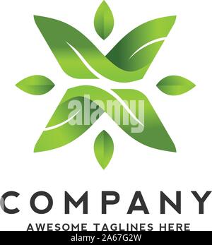 creative Design shape of leaf abstract organic logo. Leaf logo Eco graphic creative template. Stock Vector