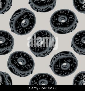 Seamless pattern with hand drawn stylized donut stock illustration Stock Vector