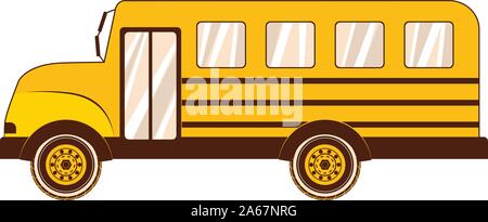 Flat style classic yellow school bus illustration. Stock Vector