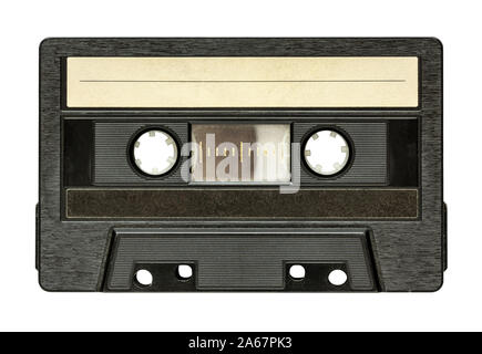 Black audio cassette isolated on white background Stock Photo