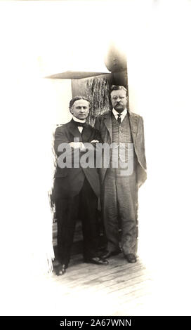 Former U.S. President Theodore Roosevelt with Harry Houdini, Full-Length Portrait Aboard the S.S. Imperator, 1914 Stock Photo