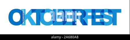 Blue banner with the word Oktoberfest. Flat design Stock Vector