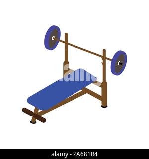 Dark blue and brown bench presser on white Stock Vector
