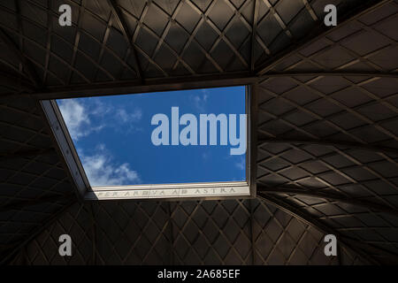 clouds through a roof skylight in london Stock Photo