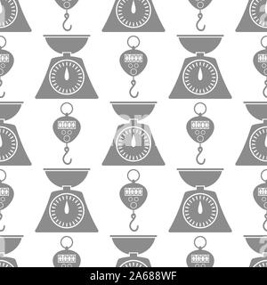 Grey Weighing Scales Icon Seamless Pattern Isolated on White Background Stock Vector
