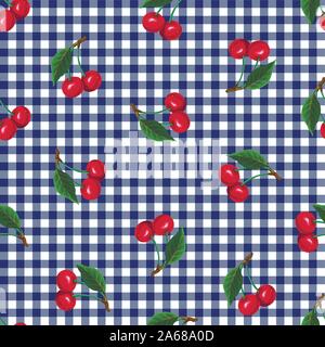 Seamless pattern with cherries. Vector. Stock Vector