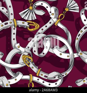 Seamless pattern with belt and chain. Vector. Stock Vector