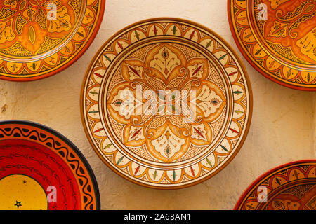 Souvenir plates Medina old town Essaouira central Morocco Stock Photo