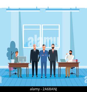 cartoon business people in the office, colorful design Stock Vector