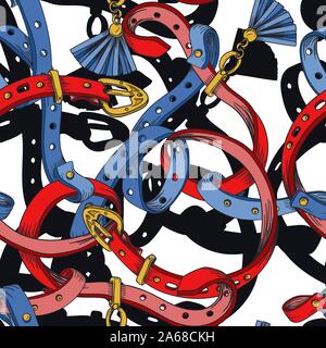 Seamless pattern with belt and chain. Vector. Stock Vector