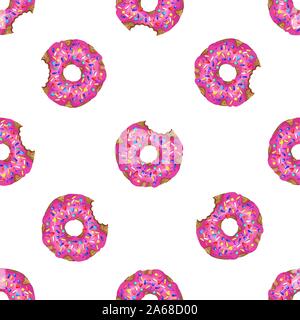 Seamless pattern with yummy donuts. Vector. Stock Vector