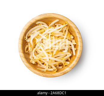 Preserved mung sprout in bowl isolated on white background. Stock Photo