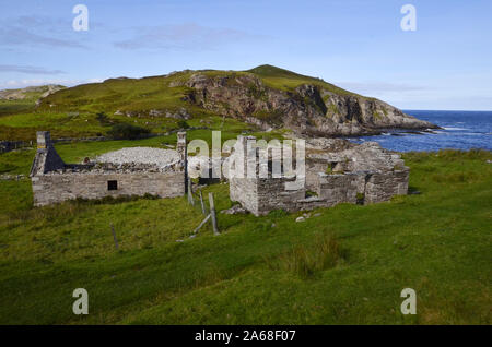 Abandoned back houses at Port Vasco near Talmine on the A'Mhoine Peninsula on the north coast of Sutherland Scotland UK Stock Photo