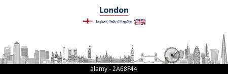 London cityscape line art style vector abstract illustration. Travel background Stock Vector