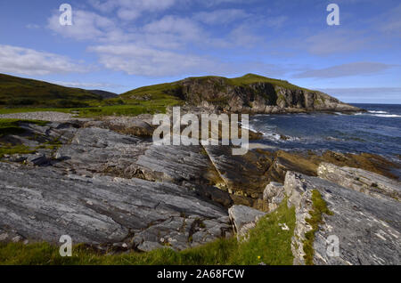 The dramatic rocky landscape at Port Vasco near Talmine on the A'Mhoine Peninsula of Sutherland Scotland UK Stock Photo